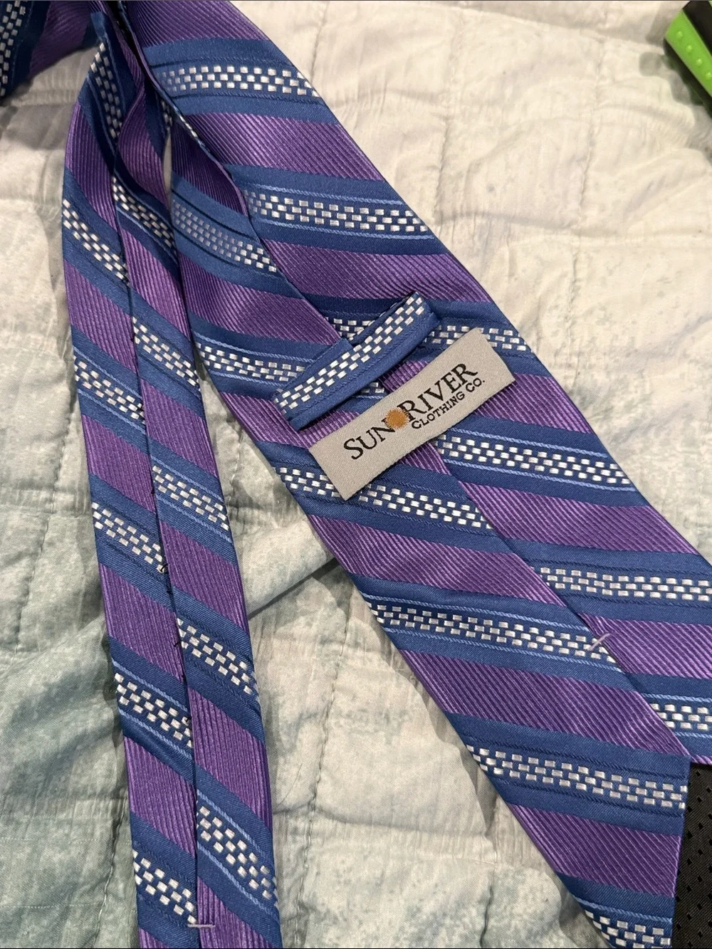 Purple Striped Men's Tie with Navy and White Accents